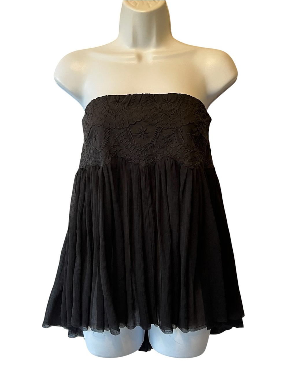 Free People Intimately S Keep Your Cool Tube Top Strapless blouse Black Sheer
